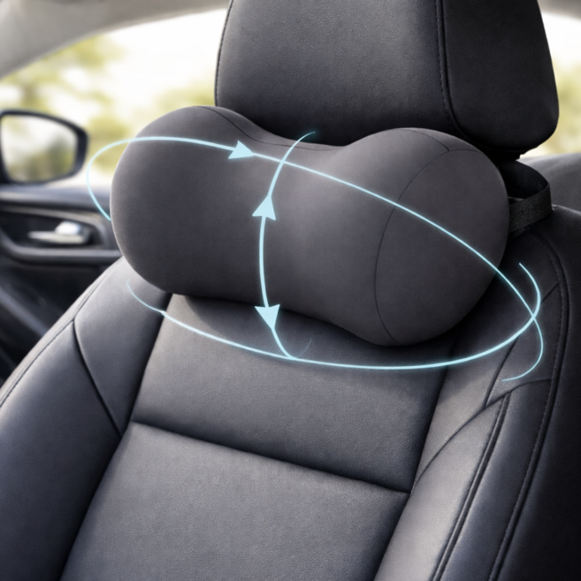 오팬 거북목 자세 교정 메모리폼 차량용 목쿠션, 1개, 다크 그레이