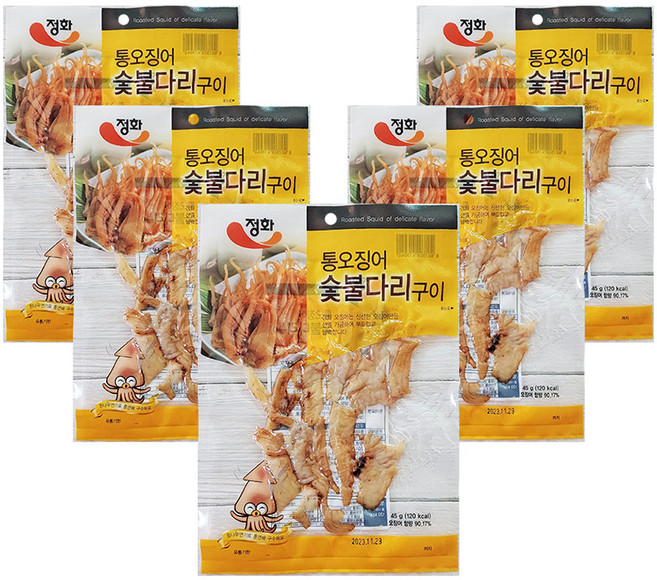 정화식품 통오징어숯불다리구이 45g 5봉