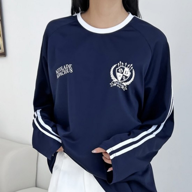 [디작소] 여성 스포티 보이핏 니폼 럭비 져지 긴팔 티셔츠