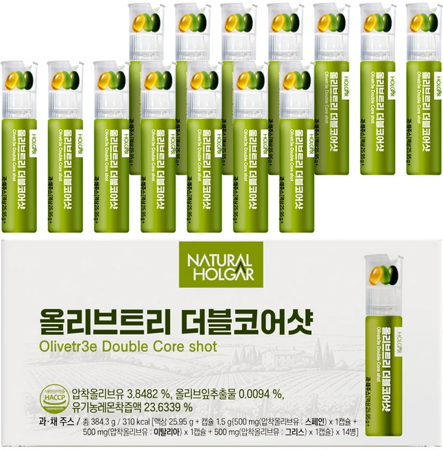 네츄럴올가 지중해 올리브오일 레몬 더블코어샷 트리 캡슐 올레샷, 1개, 14회분 - 쿠팡