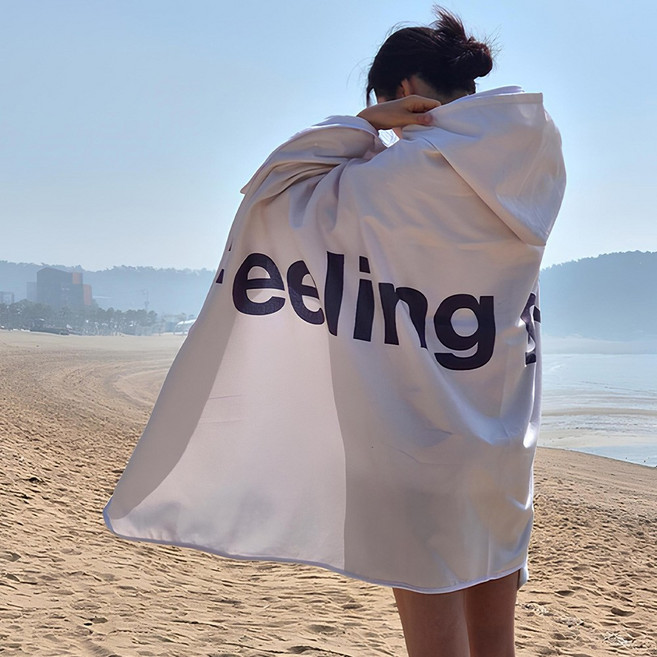 로드브릿지 대형 후드 판초타올, 1개, 크림