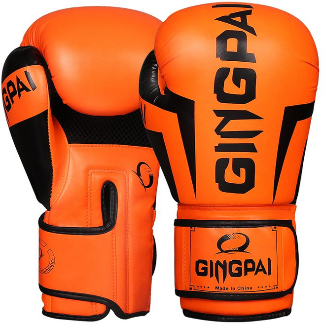 GINGPAI 권투 글러브 타이 트레이닝 글러브 격투 무술 장갑 6-12oz GG1H, 1세트, 오렌지