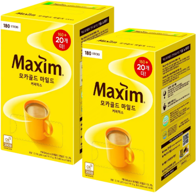 맥심 모카골드커피, 12g, 2개, 180개입