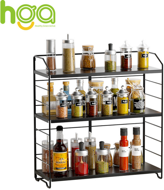 HGA 무타공 조립식 (DIY ) 다용도 선반. 주방 화장대 욕실 책상 수납용/ 애경 간식 정리대, 3단, 블랙