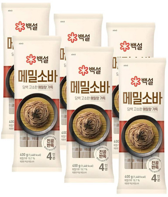 CJ 백설 메밀소바, 400g, 6개