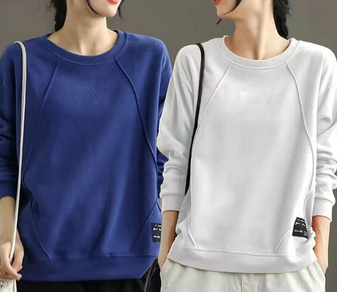 1+1 여성 봄 가을 긴팔티 티셔츠 심플 여성티 데일리 맨투맨 슬림핏