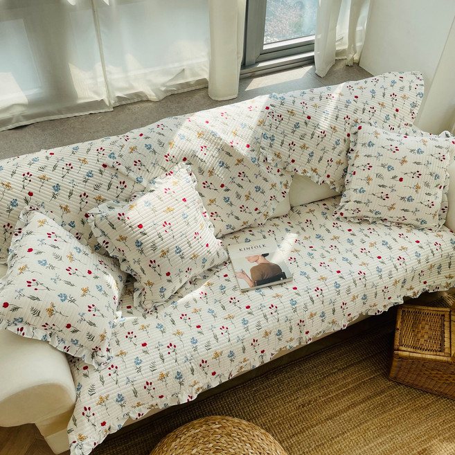 쇼니홈리빙 플라워 면 쇼파패드