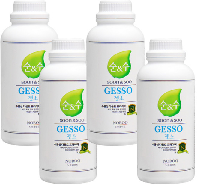 노루페인트 다용도용 순앤수 젯소 1L, 백색, 4개