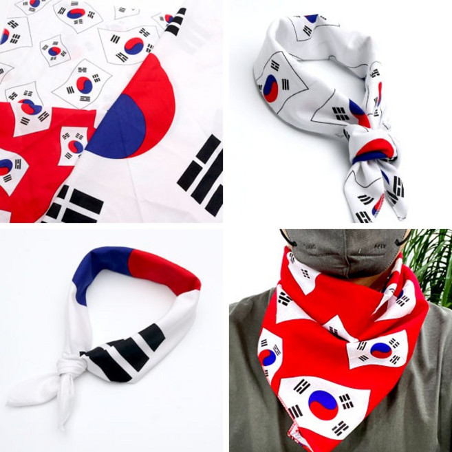 K대한민국 한국 코리아 태극기 반다나 스카프 손수건 두건 독도여행