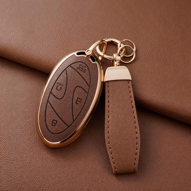 WonRay 호환 현대 키케이스 디올뉴 그랜져 GN7 아이오닉 6 쏘나타 아반떼 싼타페 코나 SX2 7버튼 5버튼 스마트 키케이스, 02.브라운*7버튼