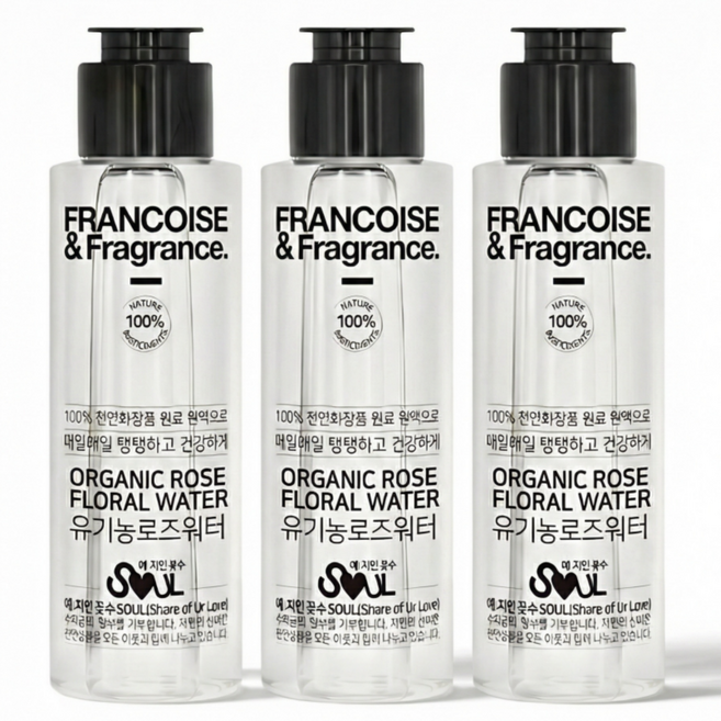 프랑스와즈 유기농 로즈워터 원액 100% 장미수토너 100ml 1+1+1, 3개