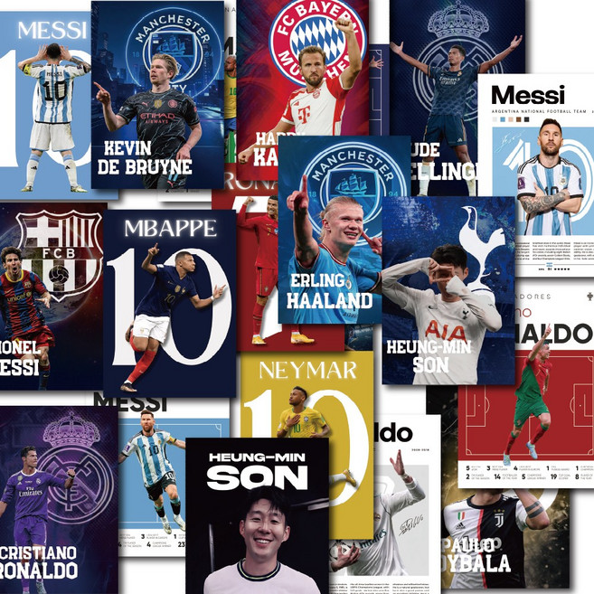 선명한 축구포스터 10매 세트 인테리어 감성포스터 홈카페 인테리어 소품 빈티지 아이방꾸미기 포스터, C 세트(10 종류)