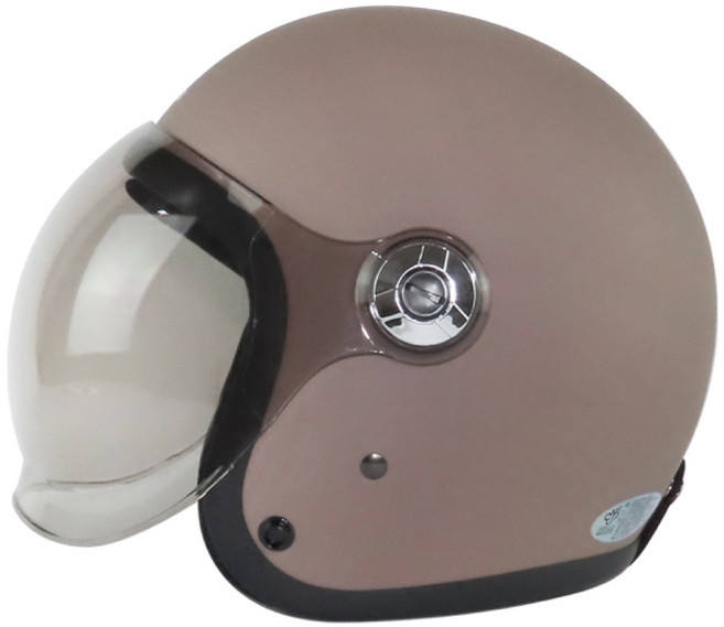 ninja 3/4罩安全帽 復古騎士帽 鎖式泡泡鏡, 平可可