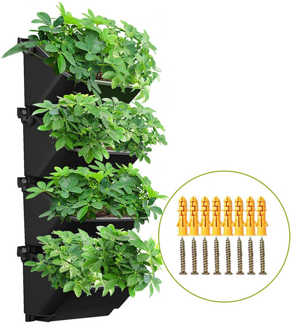 HK sell 플랜월 실내화분 벽걸이화분 걸이화분 야외화분 베란다화분 상추키우기, 1개, 블랙