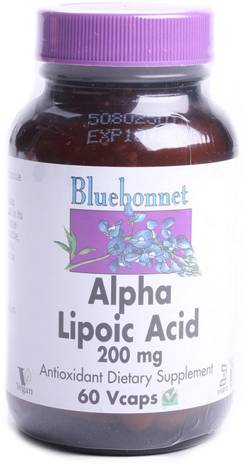 Bluebonnet α-硫辛酸200mg植物膠囊 無麩質 無糖, 60顆, 1罐