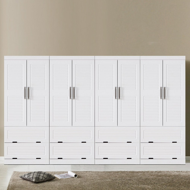 [전국무료배송] 12자 서랍형혼합세트 키높은 2000mm 긴문형양복장+서랍형긴옷장+서랍형긴옷장+긴문형이불장 4통 장롱 신혼가구 옷방 성인장, 02)코디12자(투서랍4)