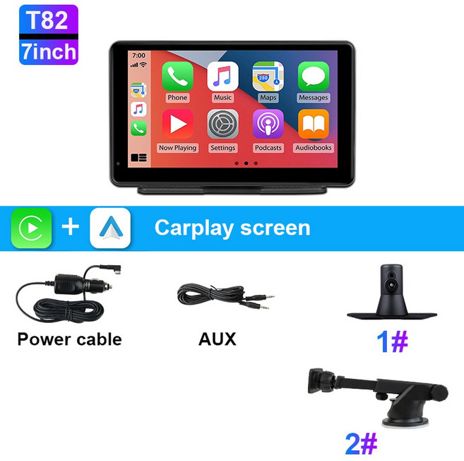 카플레이 모니터 JMCQ 인치 Carplay 자동차 스마트 스크린 멀티미디어 비디오 플레이어 APPLE 호환 또는 Android 스테레오 무선 안드로이드 자동 라디오, 7 inch