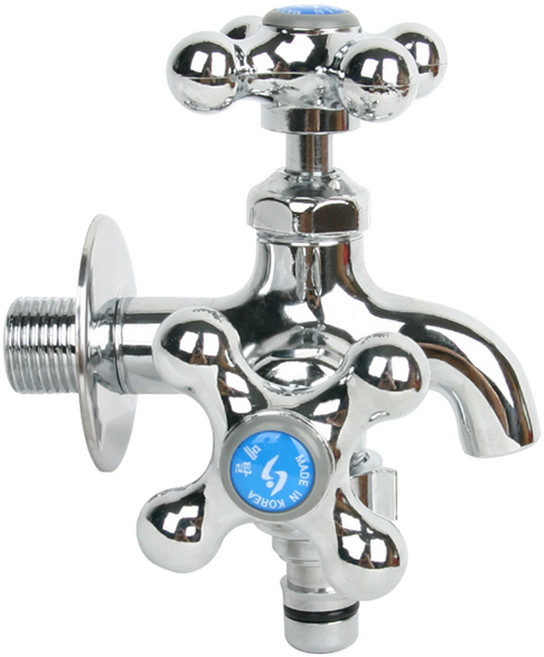 와이넷 딱이지 두갈래수도꼭지, C 커플링두갈래왼쪽핸들, 냉수, 1개