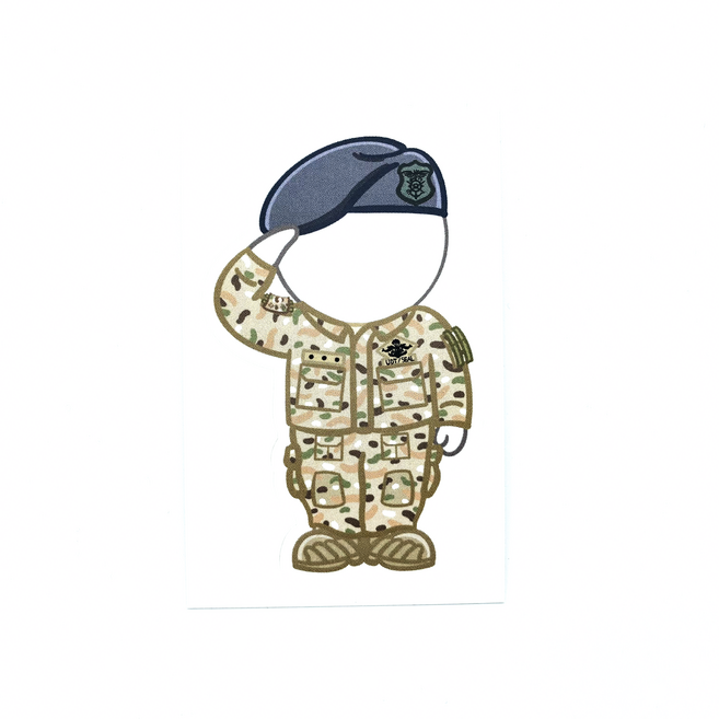 공면 본부 해군 특수전전단 UDT/SEAL 베레모(멀티캠) 군인 캐릭터 빅 리무버블 스티커, 1개