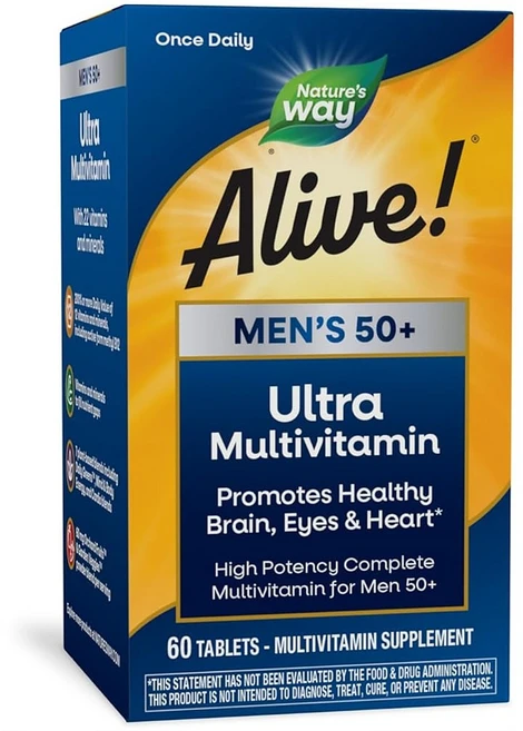 네이처스웨이 얼라이브 멘즈 50 울트라 남성 멀티비타민 60정, Nature's Way Alive! 남성용 50+ 울트, 1개 - 쿠팡