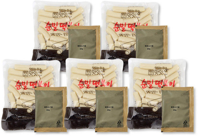 실온보관 가능! 맛잇쏘 떡볶이 밀떡+짜장 소스, 5개, 190g