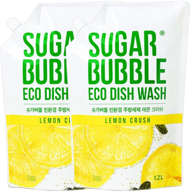 슈가버블 친환경 에코 주방세제 레몬크러쉬 1.2L x2, 2개