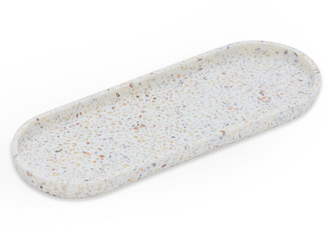 코에르 고급 테라조 트레이 욕실 화장대 받침대 접시, 타원