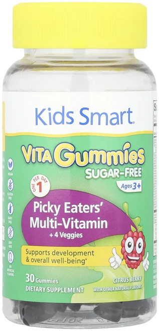 Kids Smart Kids Smart® Vita 구미젤리 편식하는 사람들을 위한 종합비타민 + 채소 4개 만 3세 이상 시트러스 베리 구미젤리 30개, KidsSmartKidsSmartVita구미젤리편식하는, 30정 - 쿠팡