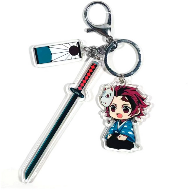 귀멸의칼날 키링 굿즈 일륜도 귀칼 귀살대 무한성 컬렉션 세트 아크릴 키홀더 열쇠고리, 탄지로(A)