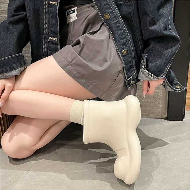 雨鞋女時尚外穿EVA防水鞋短筒雨靴厚底切爾西馬丁靴