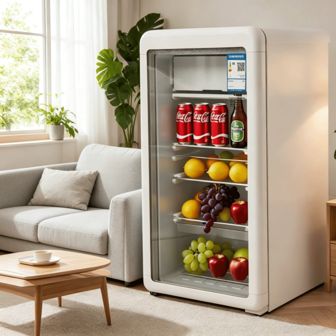 한신전자 레트로 쇼케이스 음료냉장고 음료수 냉장 쇼케이스 술 냉장고 미니 술장고, HX 80리터