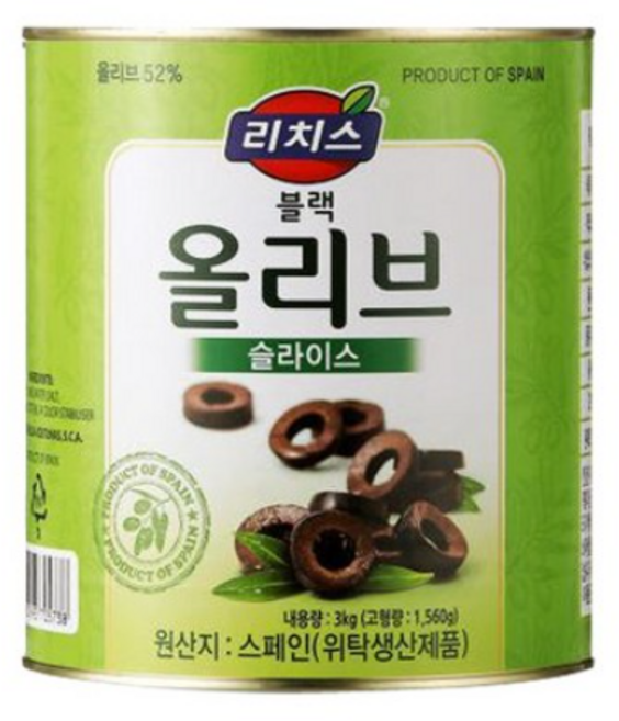 리치스 슬라이스 블랙 올리브, 3kg, 2개