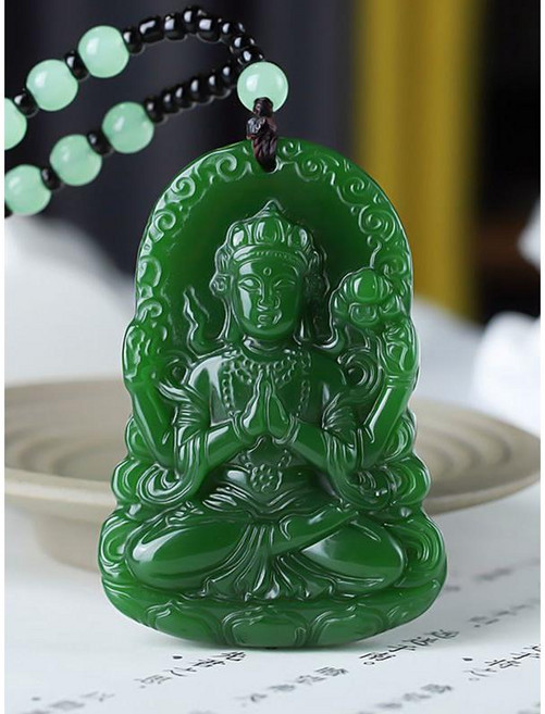 천연 옥 목걸이 불교 펜던트 부처님 원석 건강 효도 선물