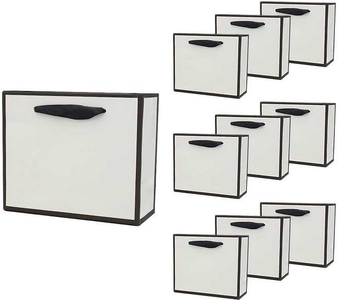 세모쇼핑백 튼튼한 고급 쇼핑백 10매입 선물용 종이가방 10p 무지쇼핑백 두꺼운 종이백 12종, 블랙앤화이트@10매입@