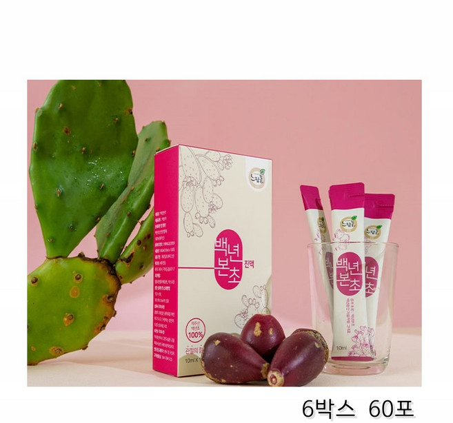 제주 백년초 진액/백련초 열매 즙 손바닥 선인장 엑기스 스틱, 60개, 10ml