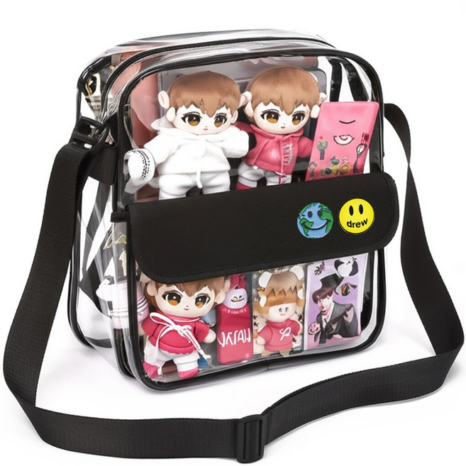 블레오 PVC 투명 콘서트백 크로스백 이타백 메신저 가방, 1개