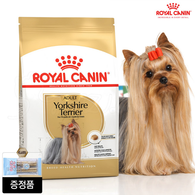로얄캐닌 요크셔테리어 어덜트 1.5kg 피모건강 치석관리 + 가수분해 덴탈츄, 1개, 혼합맛