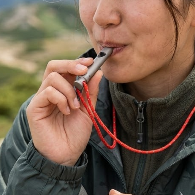 티타늄 호신용 호루라기 목걸이 휘슬 비상용 캠핑 등산 호루라기 팬던트, 1개, 그레이