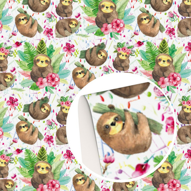 동물 코알라 나무 늘보 인쇄 인조 가죽 시트 합성 패브릭 롤 DIY 수제 공예 헤어 리본 가방 프로젝트, 50x140cm, 1131767, 1개