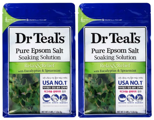 닥터틸즈 퓨어 엡섬솔트 소킹 솔루션 입욕제 유칼립투스 앤 스피아민트, 1개, 2.72kg