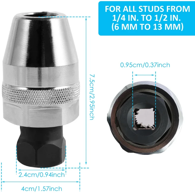 손상된 볼트 및 스터드 추출기 도구 합금강 깨진 볼트 스터드 리무버 3/8인치 드라이브 미니 녹슨 꽉 볼트, 01 silver