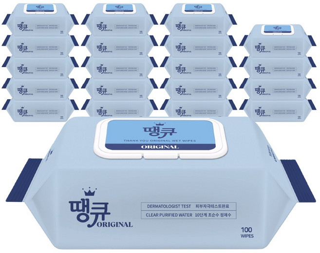땡큐 오리지널 물티슈 (캡형), 20개, 100매