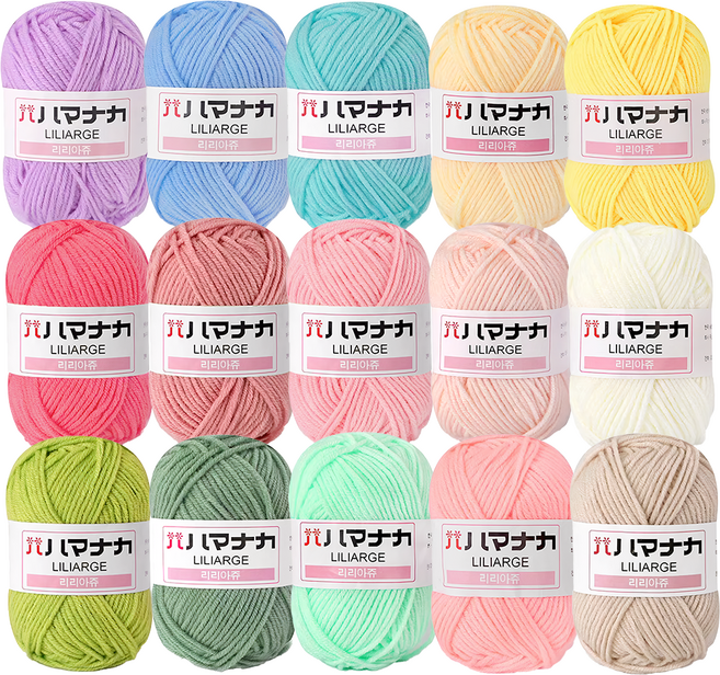 털실나라 리리아쥬 15색세트 인형 소품 뜨개실, 달콤파스텔, 1개