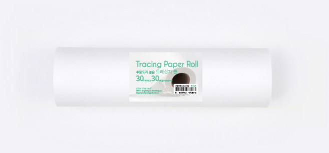 PaperPhant 투명도가 높은 트레싱지 롤 (Tracing paper Roll), 화이트 30cm(폭) 30M(길이)