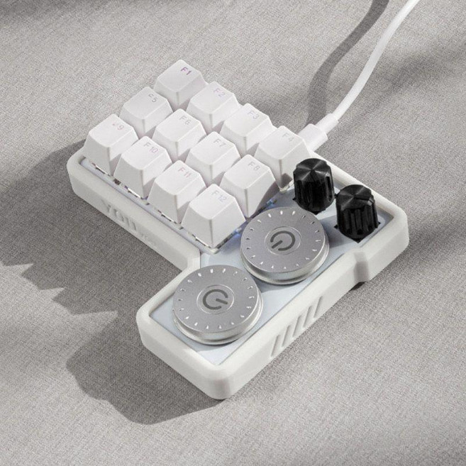 YYR4 키보드 매크로 일러스트레이터 기계식 편집 전문가용 드로잉, 12키, 화이트 레터링 키캡 유선 12키, 일반형, 차 샤프트