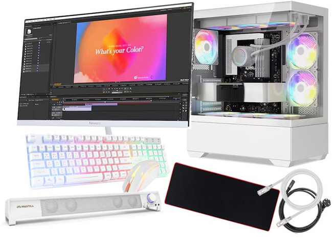 어항PC 게임용 컴퓨터 풀세트 화이트 감성 롤 발로란트 배그 게이밍 조립PC, WIN11 Home, 250GB, 16GB, 지포스 RTX 3060 Ti, 12400F 3060TI S16) 27" 165 세트