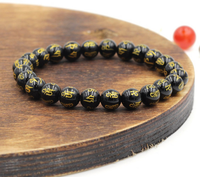 에르모사제이 젬스톤 G003_블랙마노-만트라 여성 남성 불교 소원 염주 팔찌