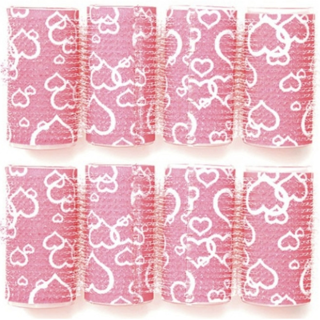 셀리본 헤어볼륨 롤스타 헤어롤 대형, 하트핑크, 8개