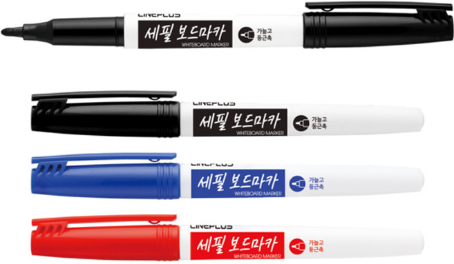라인플러스 / 세필 보드마카 / 가늘고 둥근닙 2mm / 화이트보드마카 세필마커 보드마커 세필보드마카검정 세필모드마카3색 세필보드마카 보드마카세필, 1개, 검정색