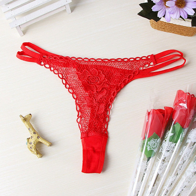 한송이 장미 레이스 T팬티 여성 섹시 티팬티